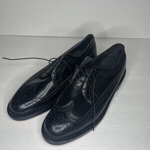 Vintage 80s Executive Imperial Black Leather Tuxedo Oxfords